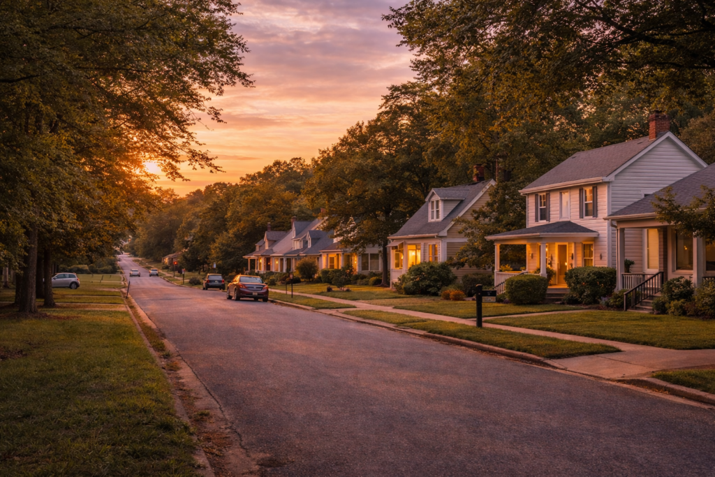 Granville County quiet sunset on a north carolina street