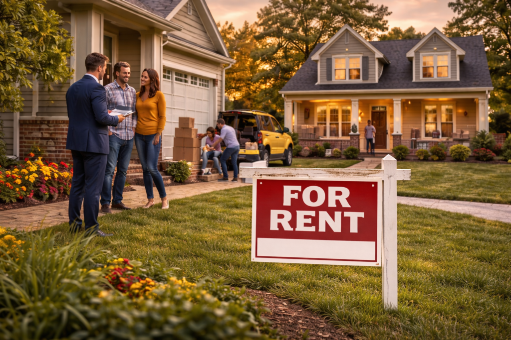 Vance Country suburban homes at sunset for rent